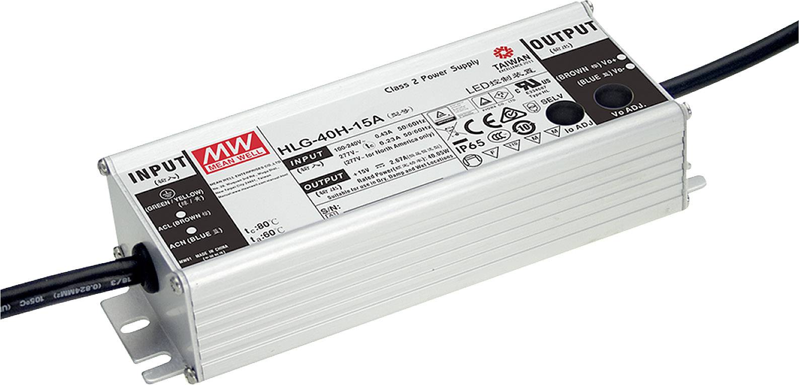 Mean Well LED-Treiber Konstantspannung, Konstantstrom 40 W 2 A 20 V/DC Montage auf entflammbaren Ob