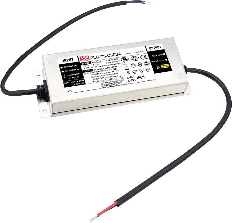 Mean Well LED-Treiber Konstantstrom 75 W 250 - 500 mA 75 - 150 V/DC Montage auf entflammbaren Oberf