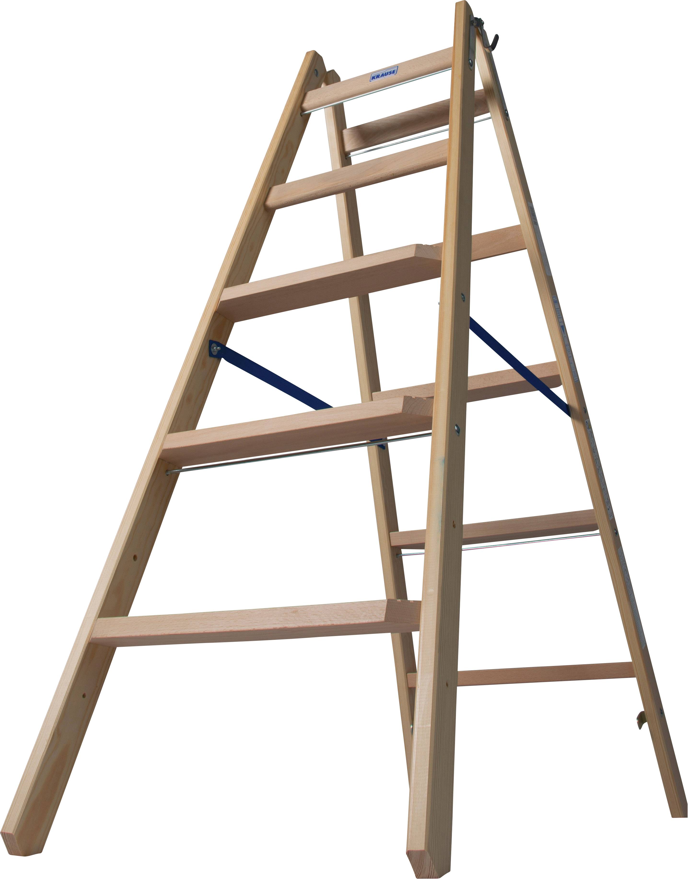 Krause 818324 Holz Stufen-Doppelleiter klappbar, inkl. Eimerhaken Arbeitshöhe (max.): 2.75m Kiefer EN 131 9.5kg