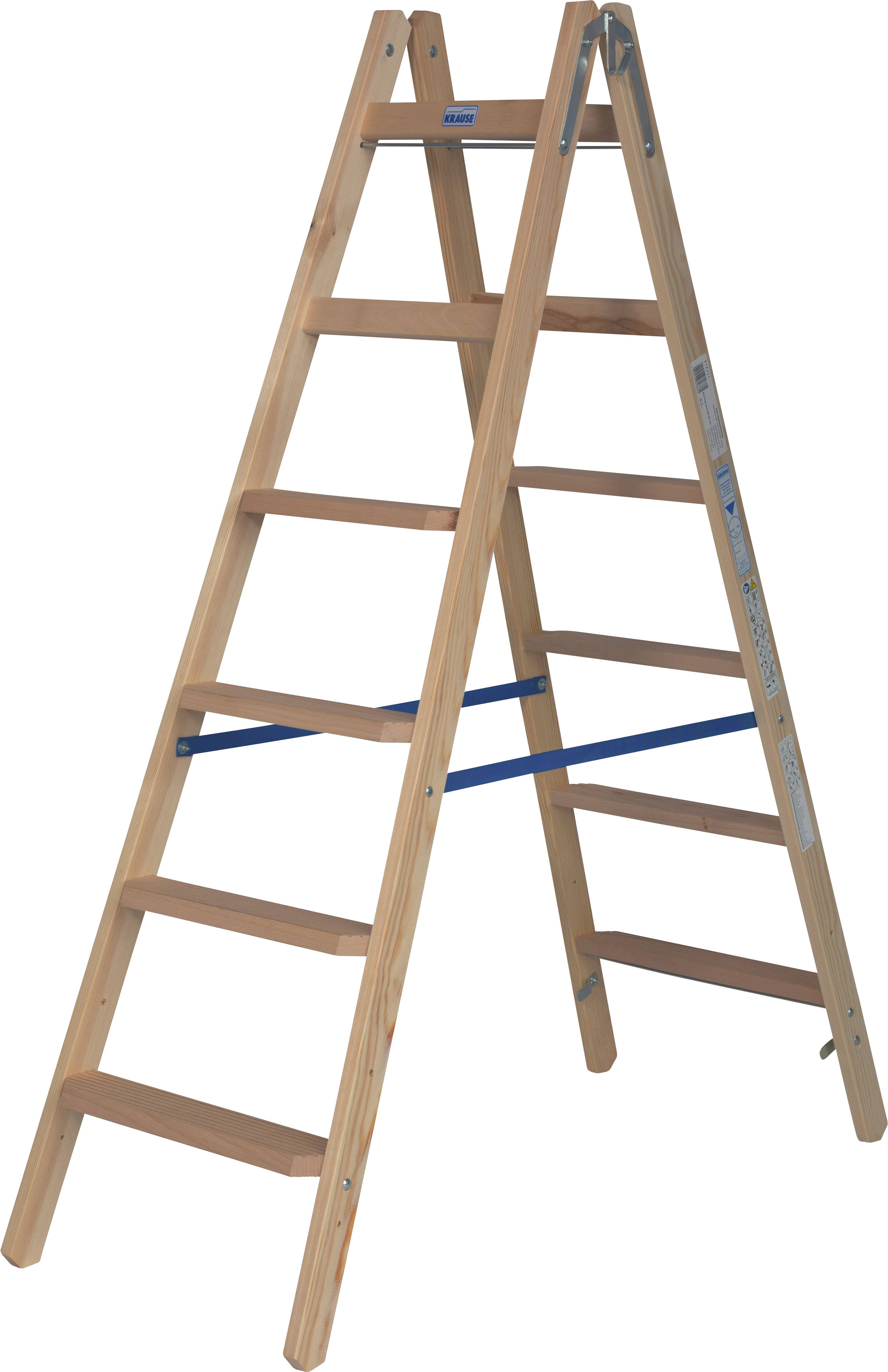 Krause 818331 Holz Stufen-Doppelleiter klappbar, inkl. Eimerhaken Arbeitshöhe (max.): 3m Kiefer EN 131 13.5kg