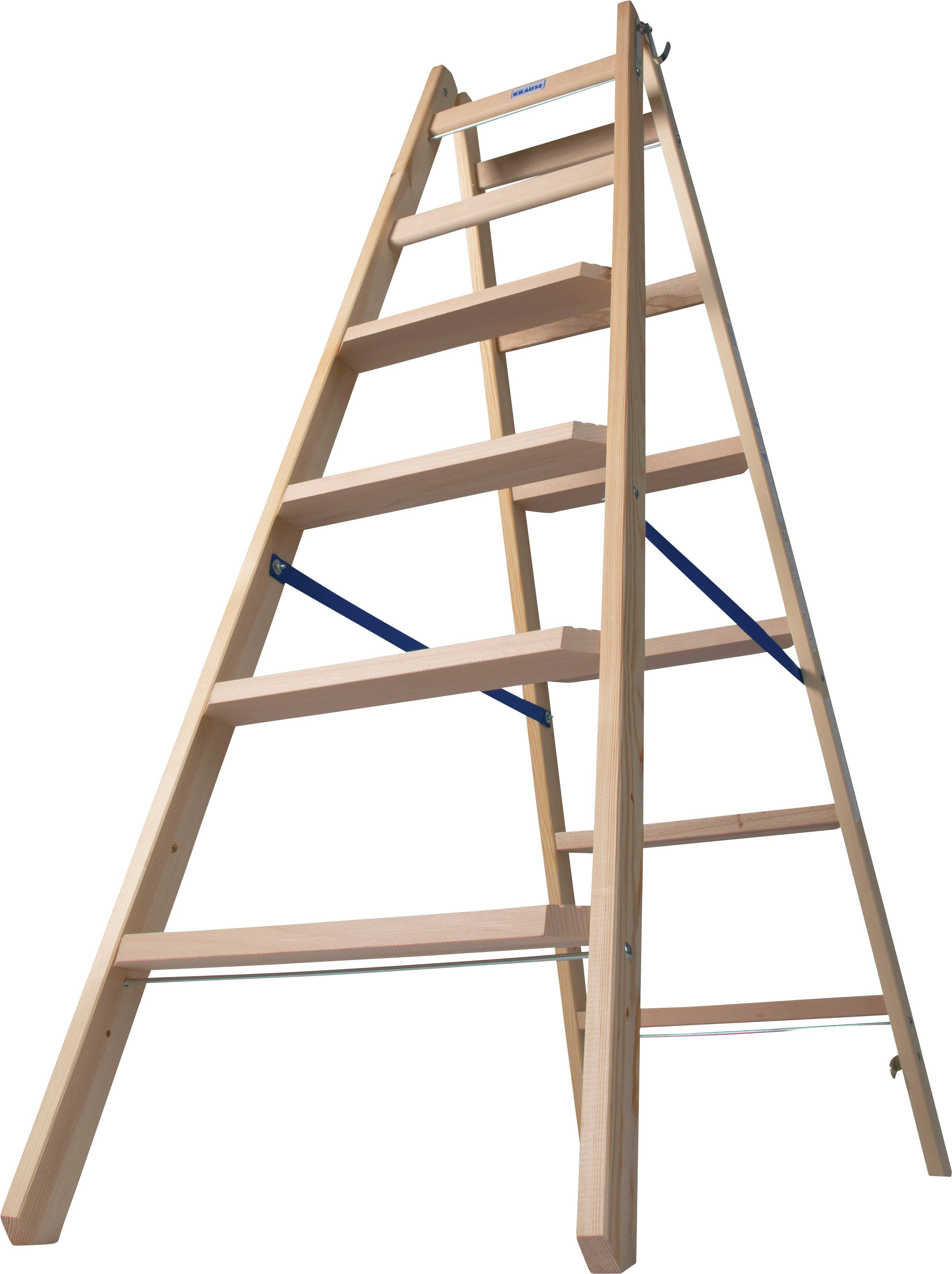 Krause 818331 Holz Stufen-Doppelleiter klappbar, inkl. Eimerhaken Arbeitshöhe (max.): 3m Kiefer EN 131 13.5kg