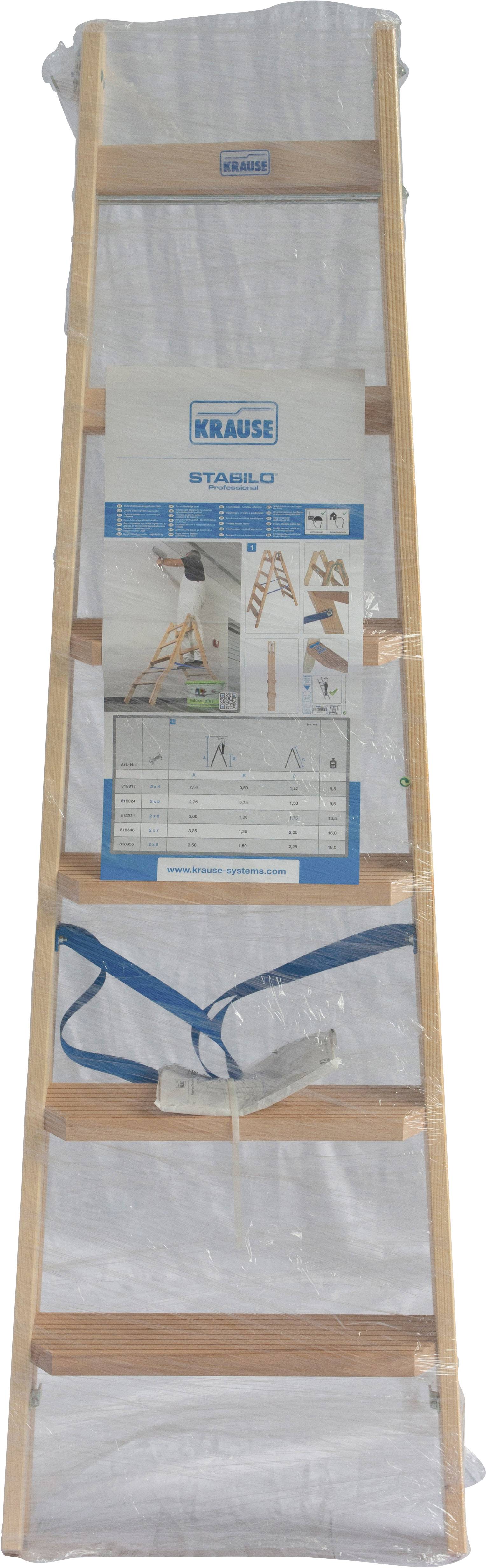 Krause 818331 Holz Stufen-Doppelleiter klappbar, inkl. Eimerhaken Arbeitshöhe (max.): 3m Kiefer EN 131 13.5kg