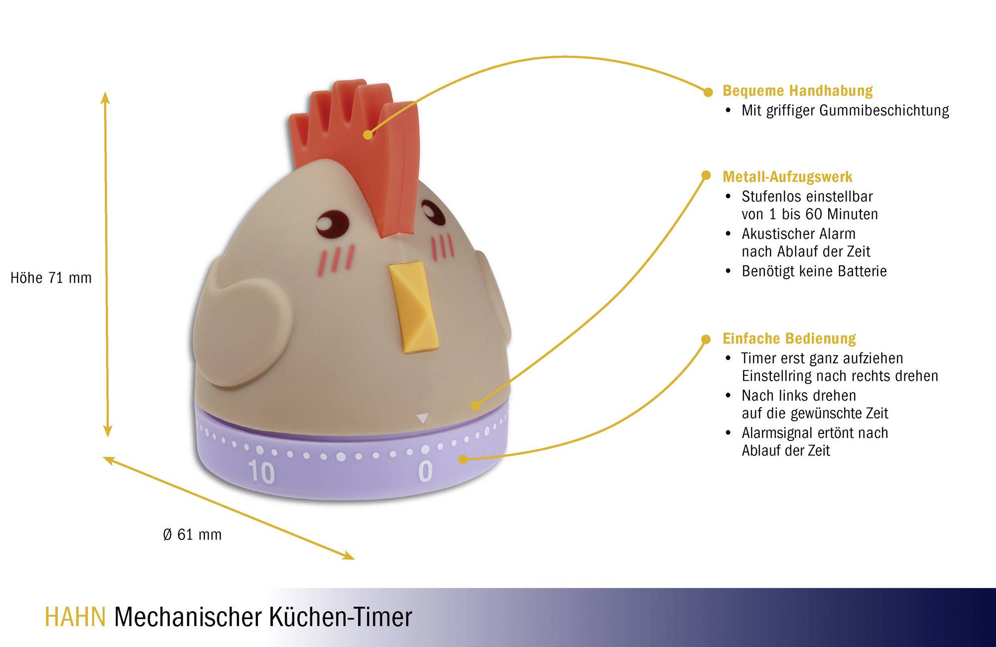 TFA Dostmann HAHN Timer Braun analog