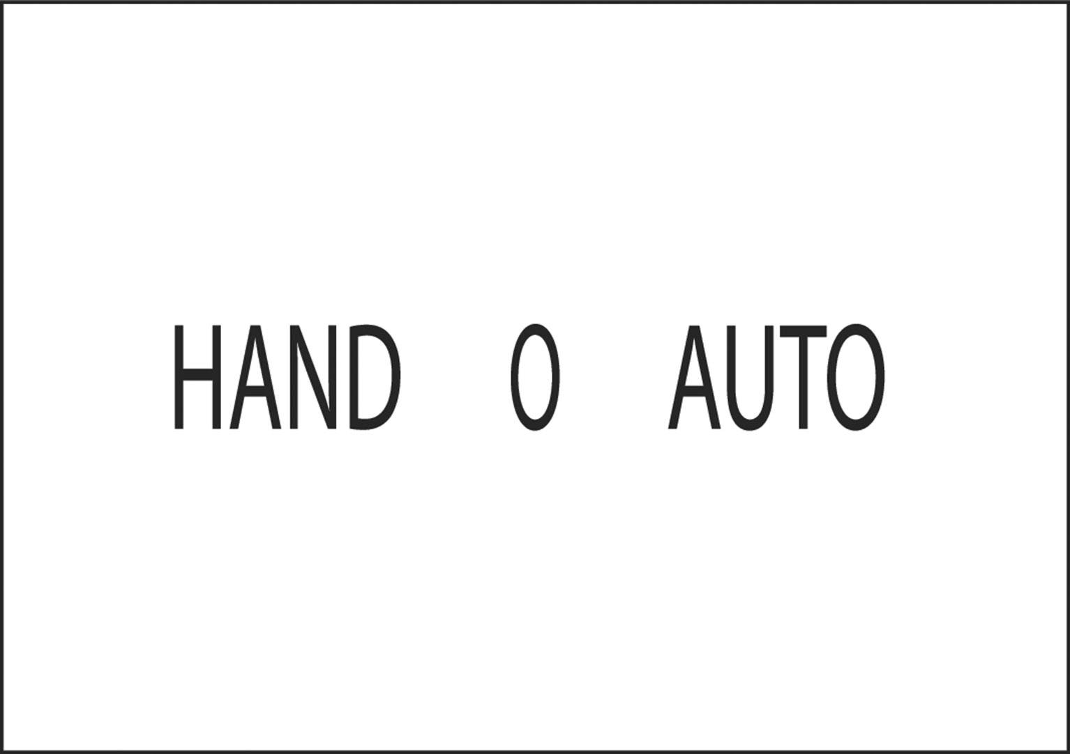 'Hand oder Auto' steht in großen Buchstaben nebeneinander, möglicherweise ein Hinweis auf eine Auswahl zwischen Handbetrieb und automatischer Steuerung.