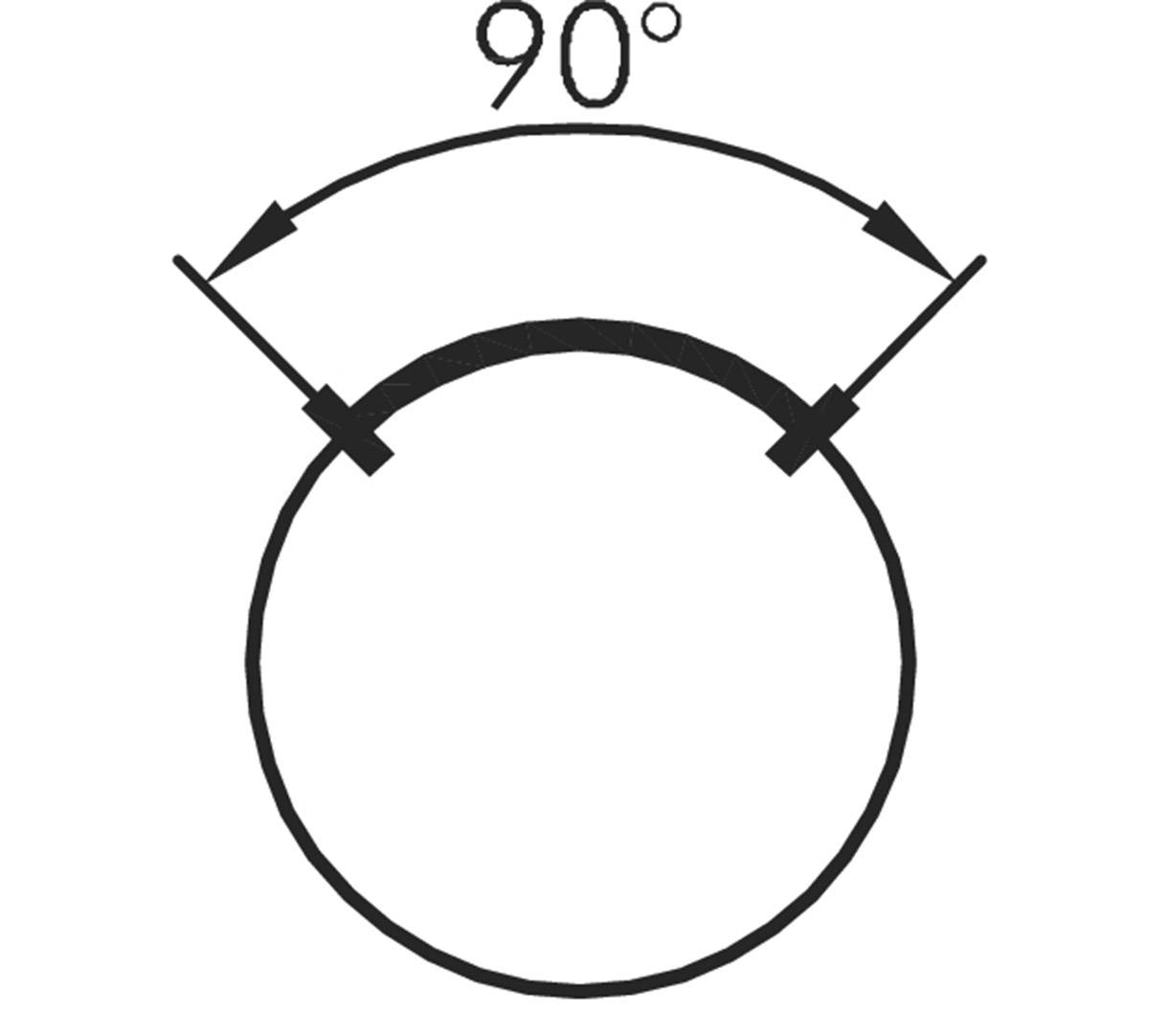 Ein Kreis mit einem 90°-Bogen oben. Pfeile zeigen die Bogenlänge an.