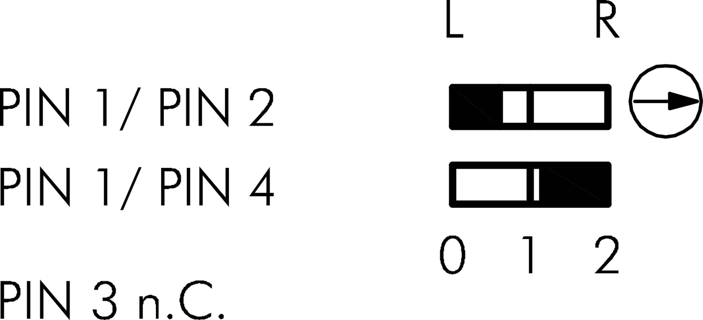 'PIN 1/2' und 'PIN 1/4' mit Schalterpositionen: L (0), R (1,2); 'PIN 3 n.C.'