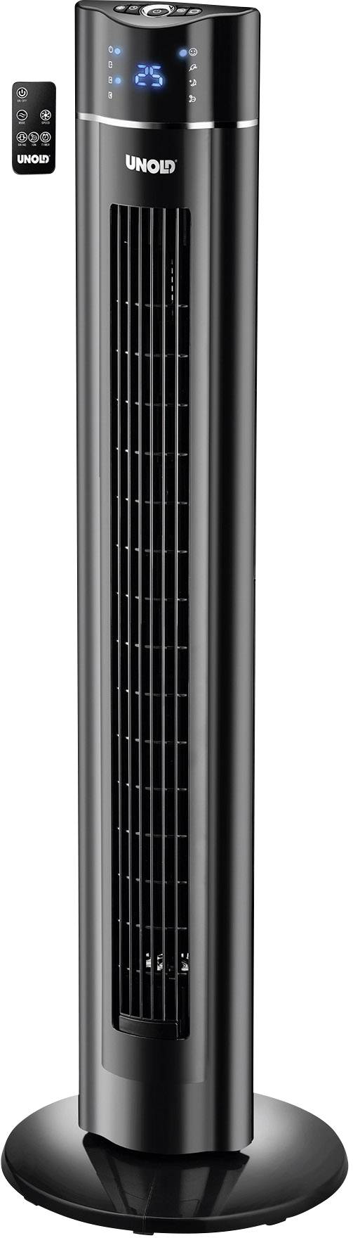 Unold Skyline Turmventilator 60 W (L x B x H) 325 x 325 x 1066 mm Schwarz mit Fernbedienung, Oszillierend, Timer, LED-Display