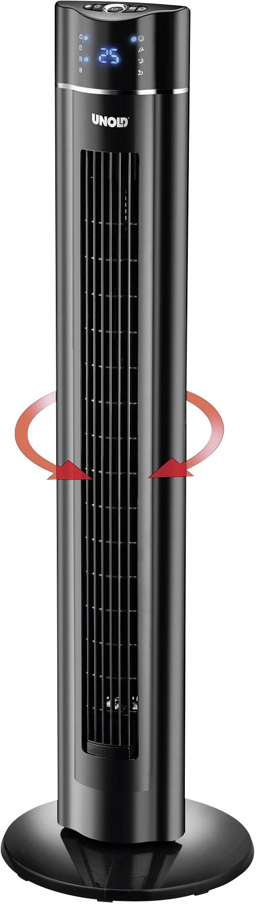Unold Skyline Turmventilator 60 W (L x B x H) 325 x 325 x 1066 mm Schwarz mit Fernbedienung, Oszillierend, Timer, LED-Display