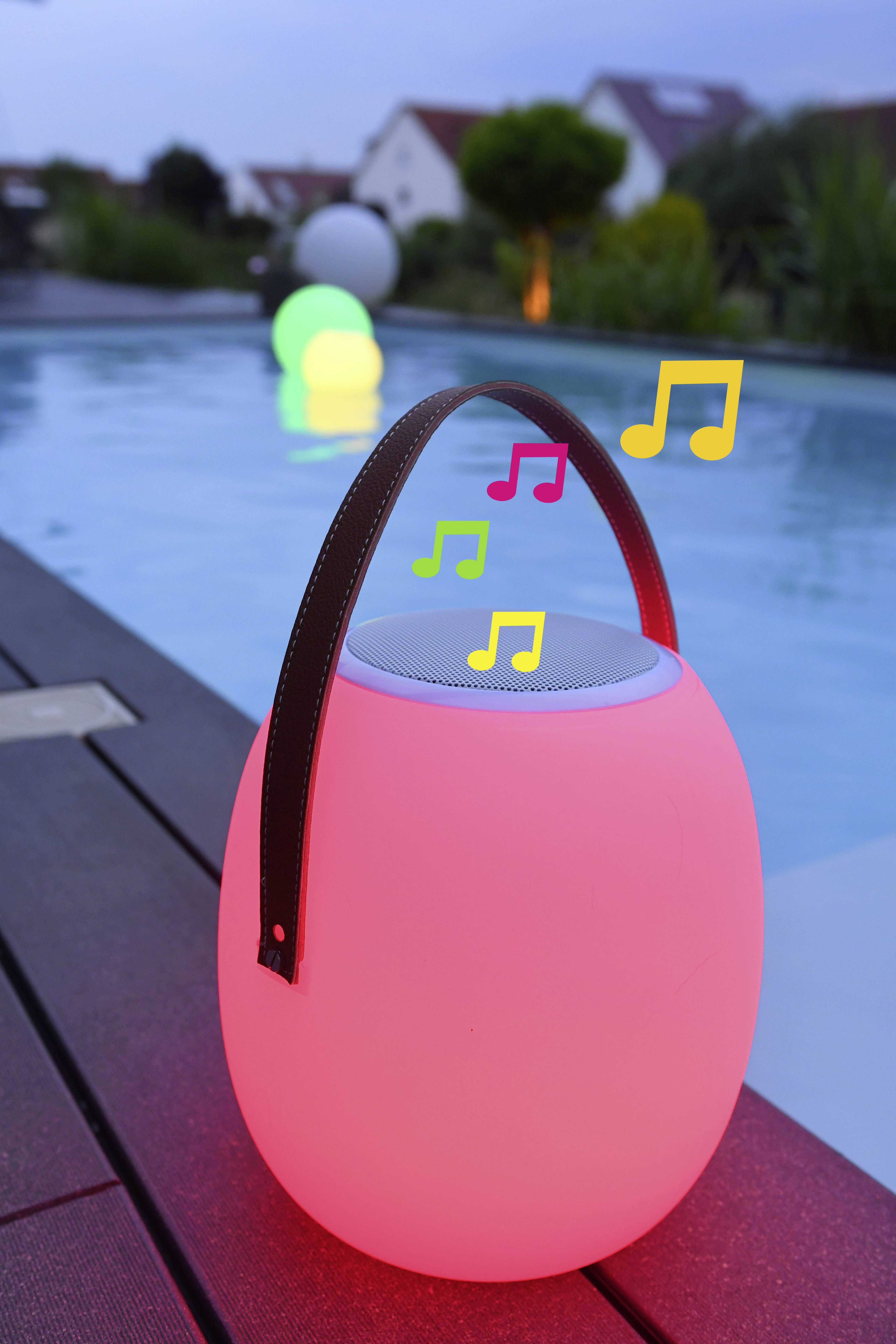 Megatron MT69083 Spika LED-Außentischleuchte mit Lautsprecher 10W RGBW Weiß