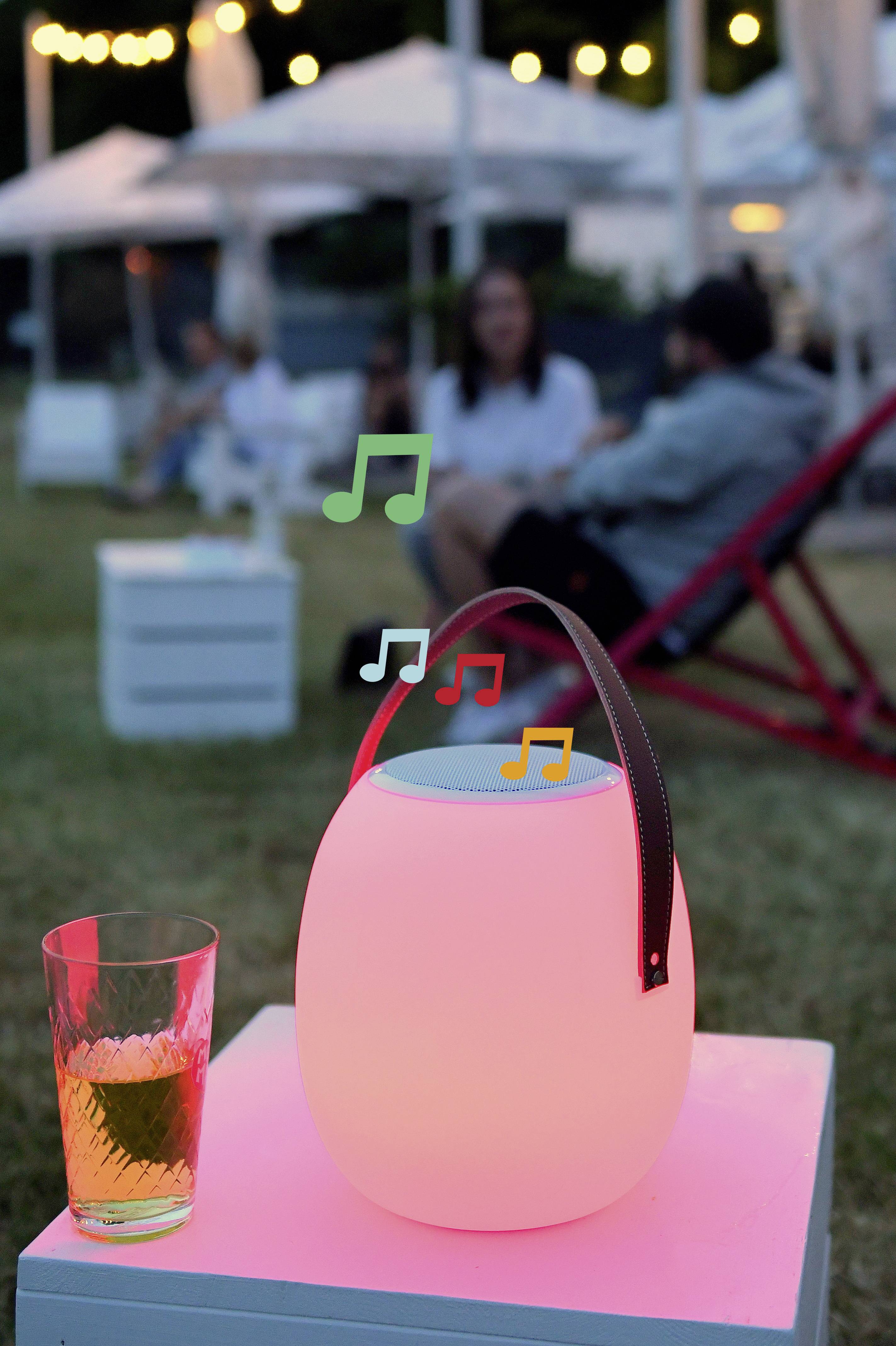 Megatron MT69083 Spika LED-Außentischleuchte mit Lautsprecher 10W RGBW Weiß