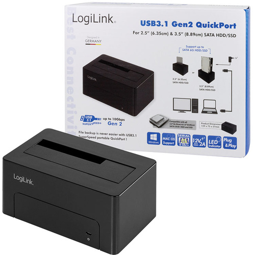 LogiLink QP0027 Festplatten-Dockingstation Anzahl Festplatten (max.): 1 x 2.5 Zoll, 3.5 Zoll
