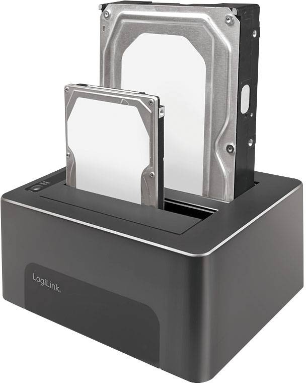 LogiLink QP0029 USB-A (USB 3.0) SATA 6 Gb/s 2 Port Festplatten-Dockingstation 2.5 Zoll, 3.5 Zoll mit Clone-Funktion