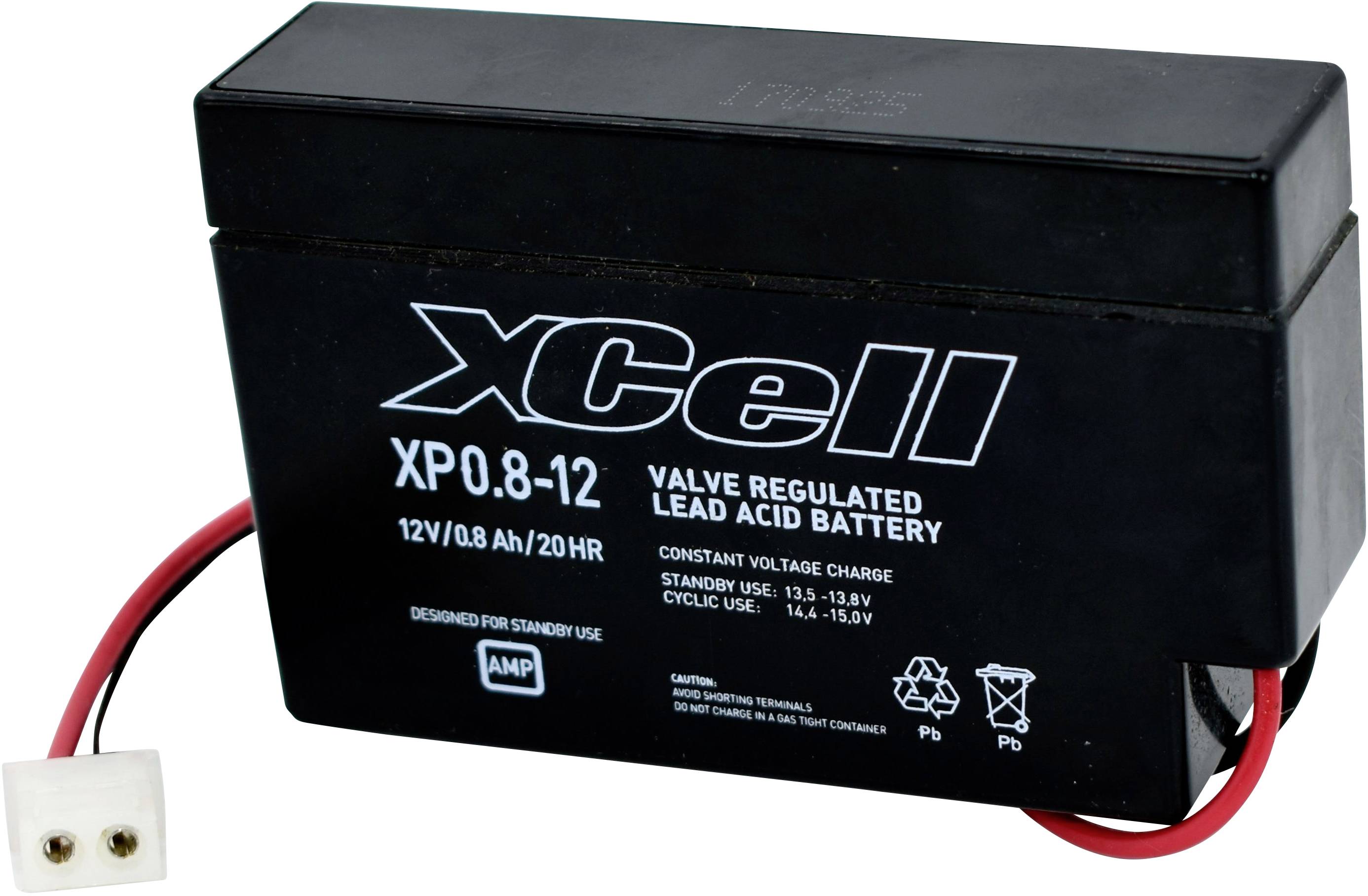 XCell XP0.812AMP XCEXP0.812AMP Bleiakku 12V 0.8Ah Blei-Vlies (AGM) (B x H x T) 96 x 62 x 25mm AMP-Buchse Wartungsfrei