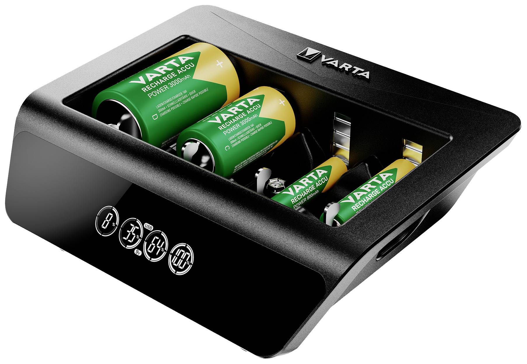 Varta LCD Universal Charger+ Rundzellen-Ladegerät NiMH Micro (AAA), Mignon (AA), Baby (C), Mono (D), 9V Block