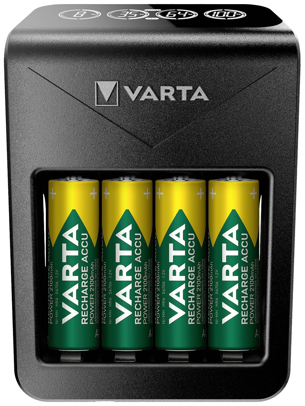 Varta LCD Plug Charger+ 4x 56706 Rundzellen-Ladegerät NiMH Micro (AAA), Mignon (AA), 9 V Block