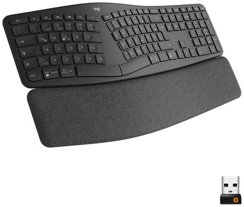 Logitech ERGO K860 Kabellos Tastatur Deutsch, QWERTZ Schwarz Geteilte Tastatur, Ergonomisch, Handba