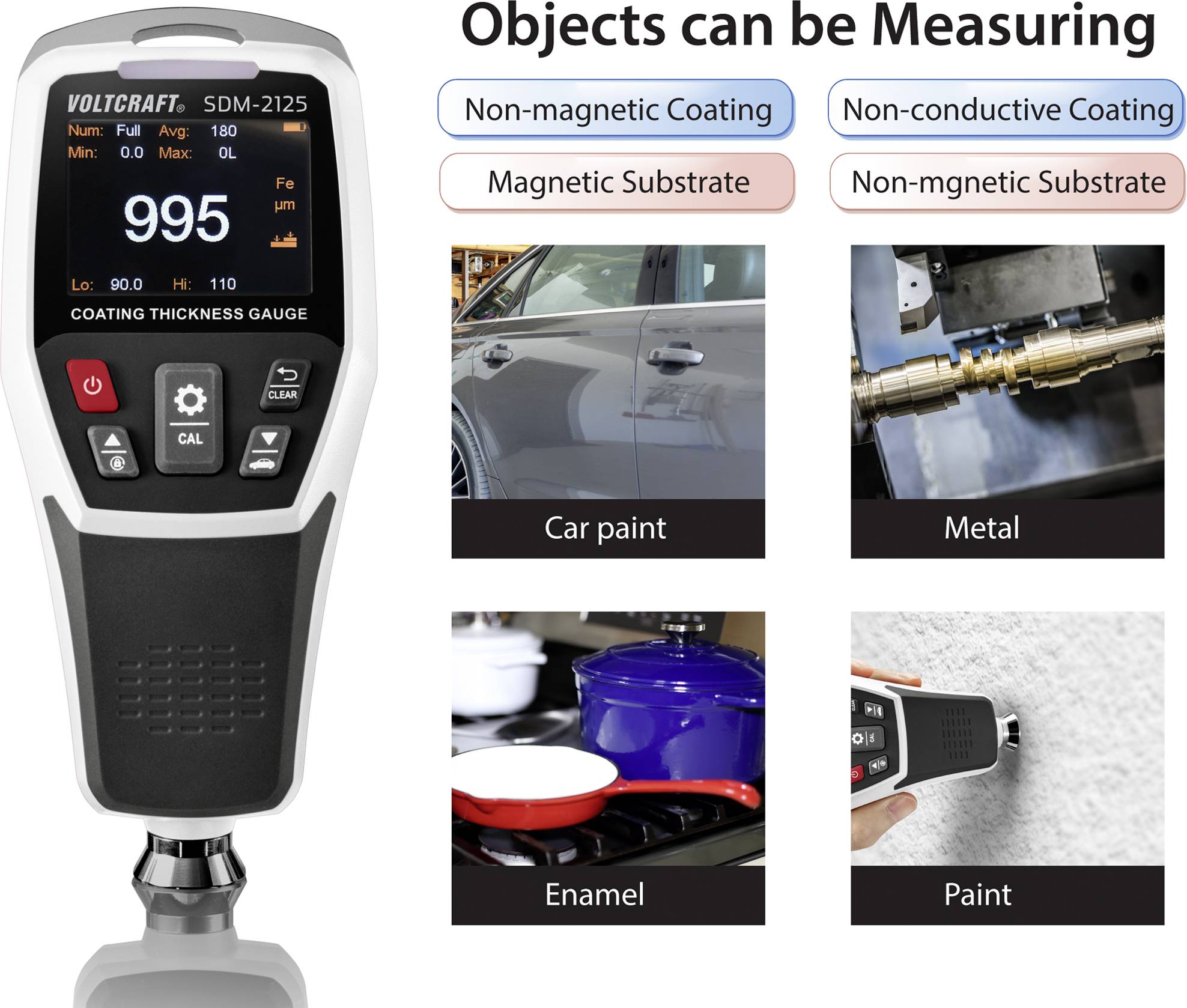 VOLTCRAFT SDM-2125 Schichtdicken-Messgerät 0 - 1250µm