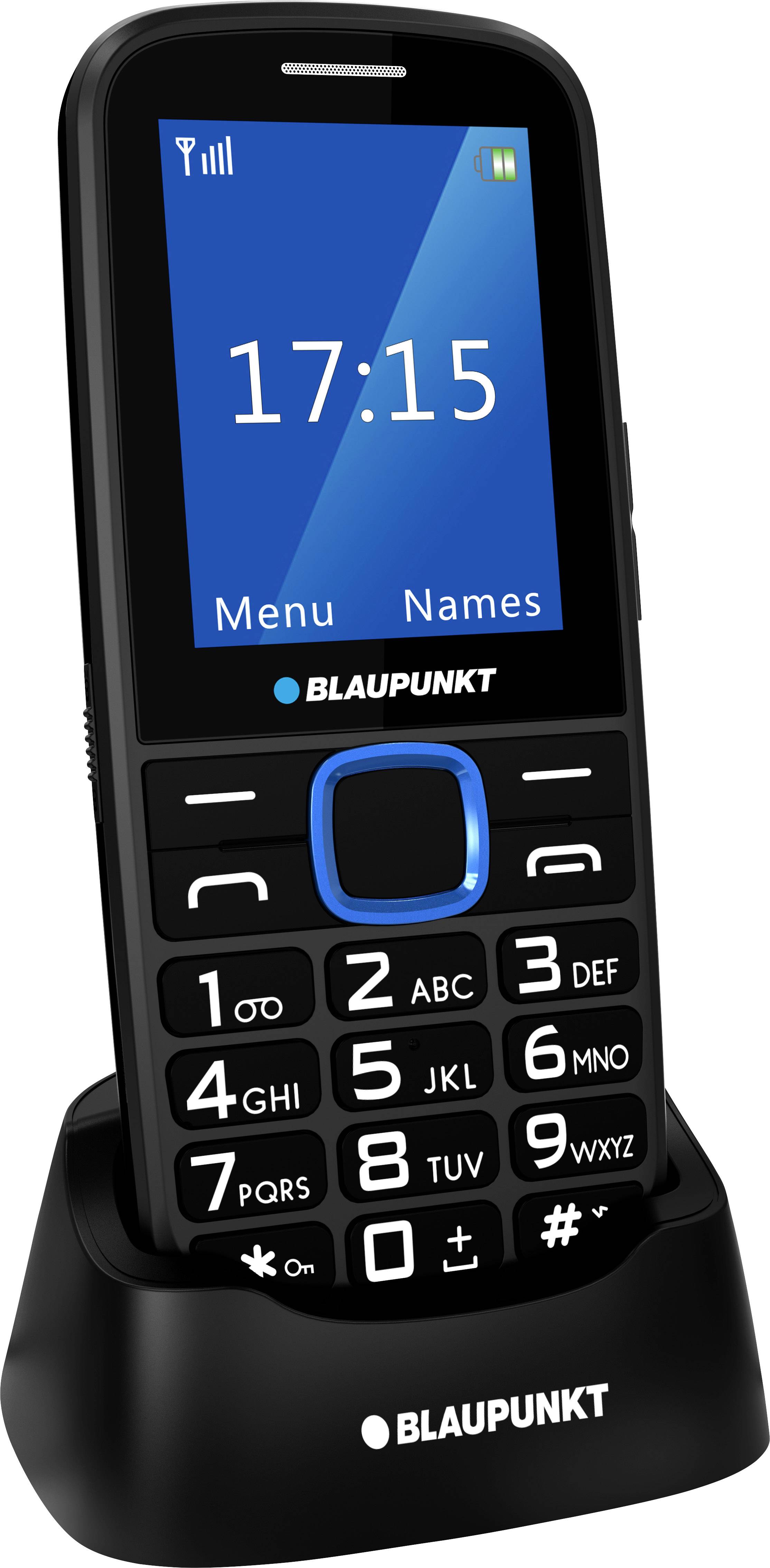 Blaupunkt BS04 Senioren-Handy mit Ladestation, SOS Taste Schwarz, Blau