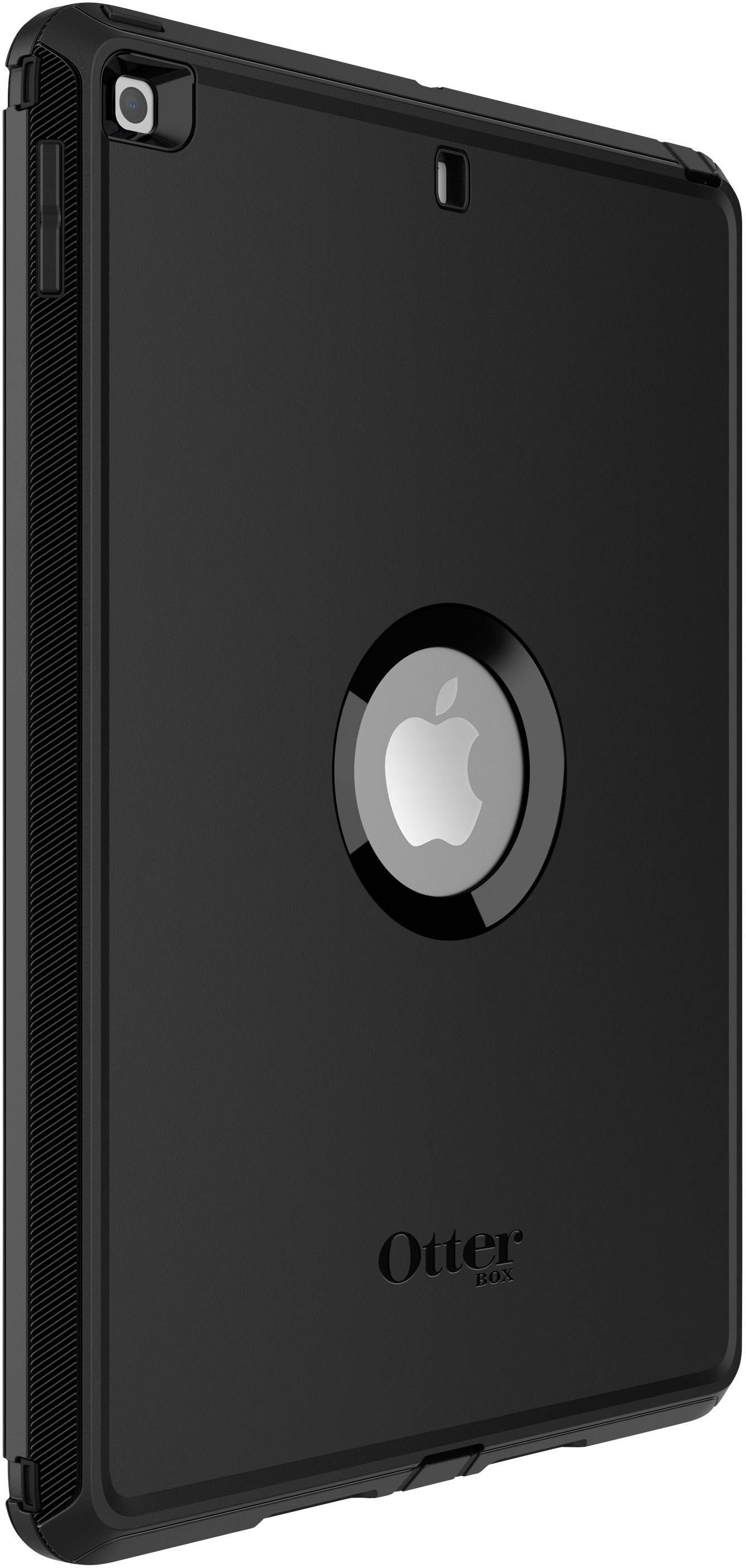 Schwarze Schutzhülle für ein Tablet mit sichtbarem Herstellerlogo in der Mitte; bietet robusten Schutz gegen Stöße und Stürze.