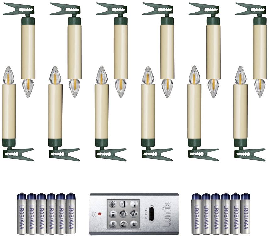 Krinner 77122 Funk-Weihnachtsbaum-Beleuchtung Innen/Außen batteriebetrieben Anzahl Leuchtmittel 12 LED Warmweiß dimmbar, Leuchtmodus einstellbar,