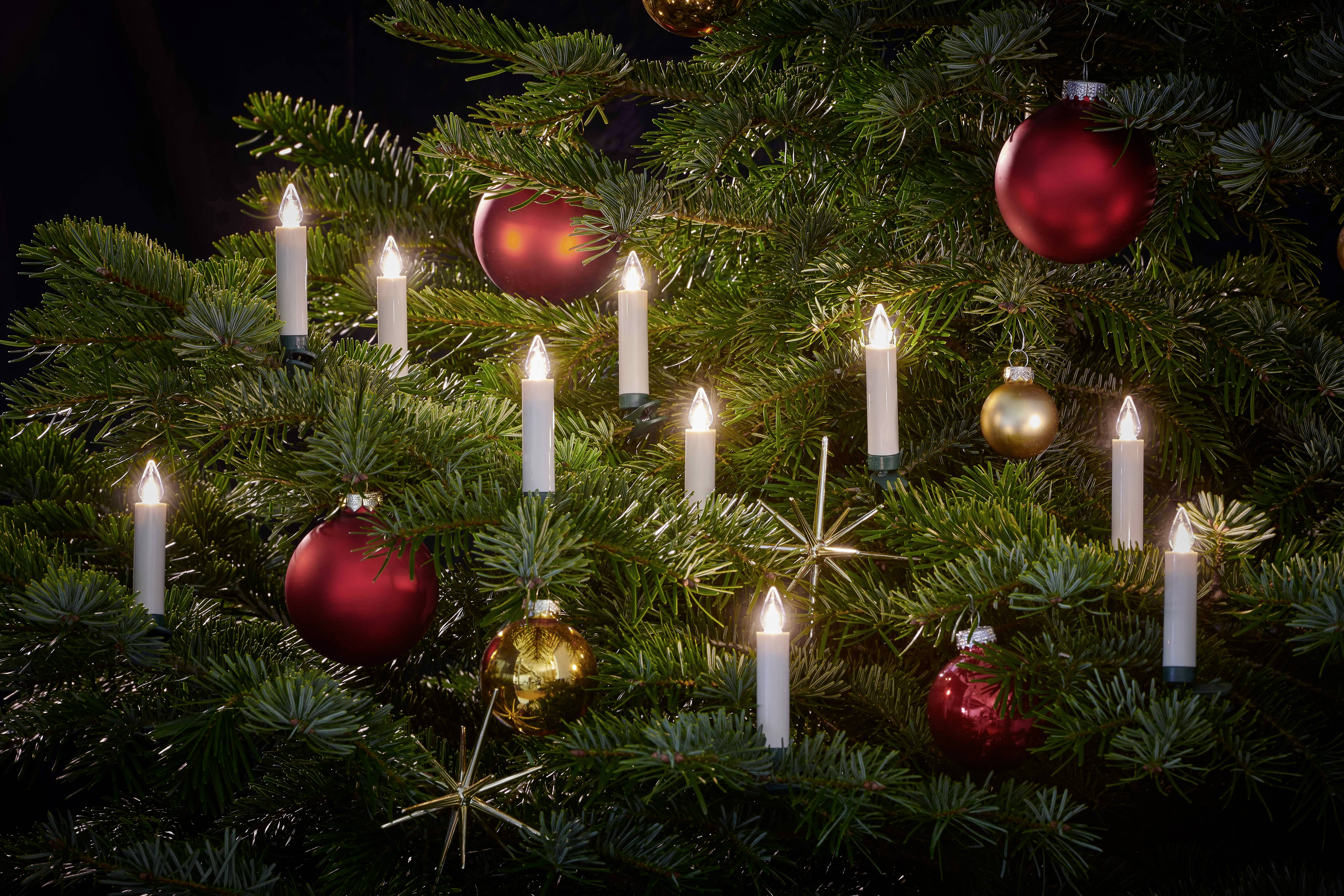 Krinner 77122 Funk-Weihnachtsbaum-Beleuchtung Innen/Außen batteriebetrieben Anzahl Leuchtmittel 12 LED Warmweiß dimmbar