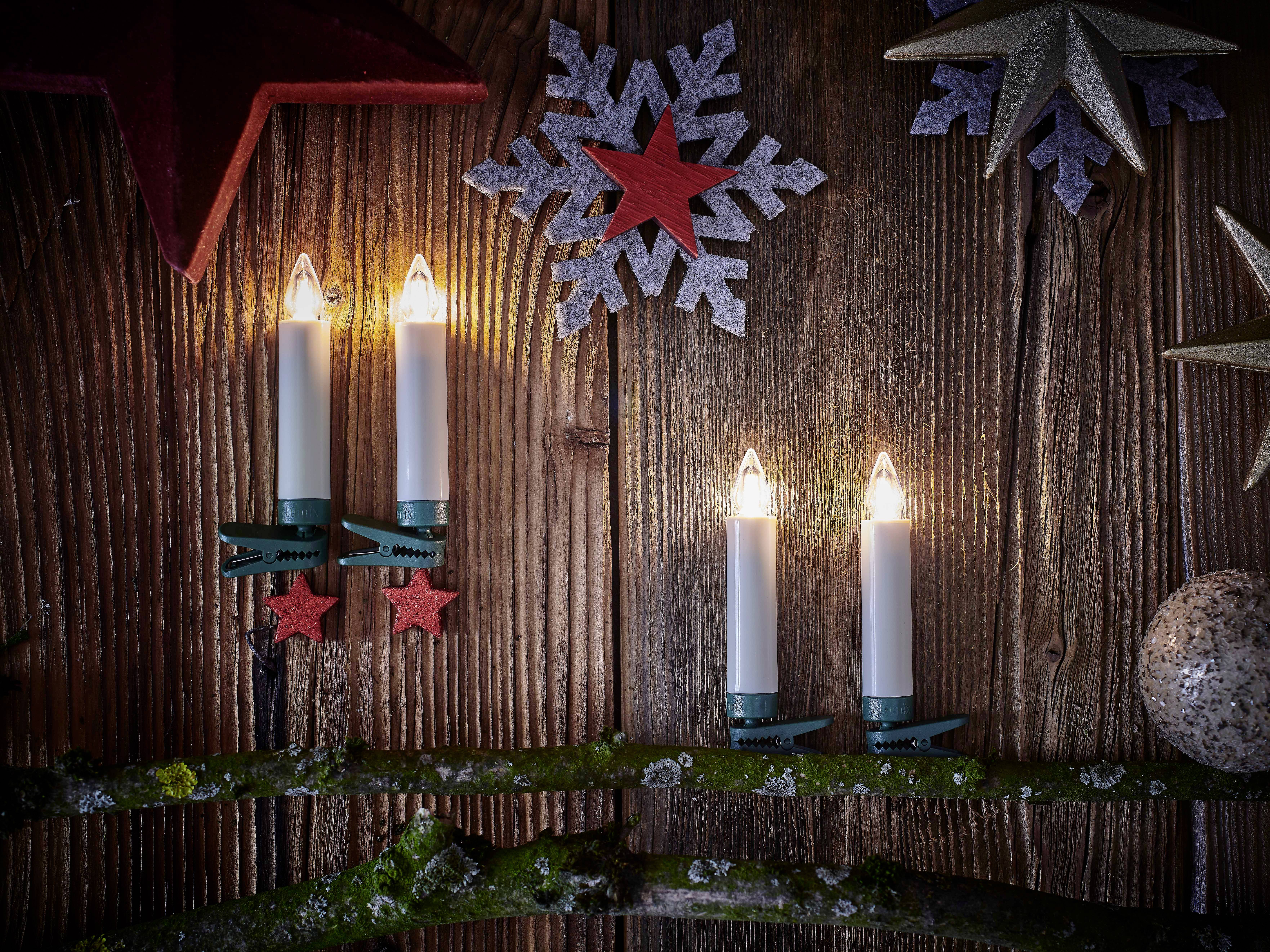 Krinner 77122 Funk-Weihnachtsbaum-Beleuchtung Innen/Außen batteriebetrieben Anzahl Leuchtmittel 12 LED Warmweiß dimmbar, Leuchtmodus einstellbar,