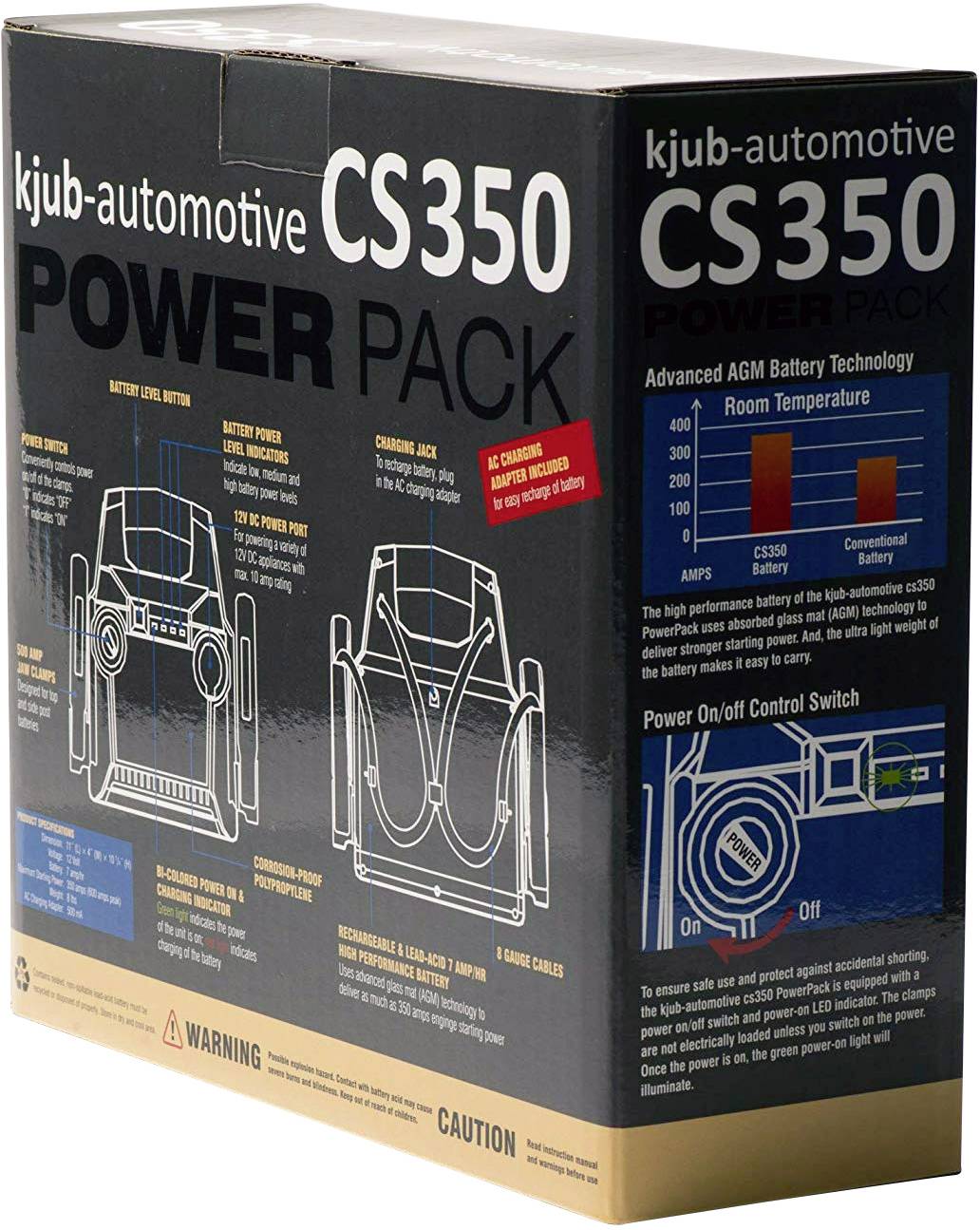 Kjub CS350 Schnellstartsystem 12V 2A Powerpack Jumpstarter KfZ-Starthilfe