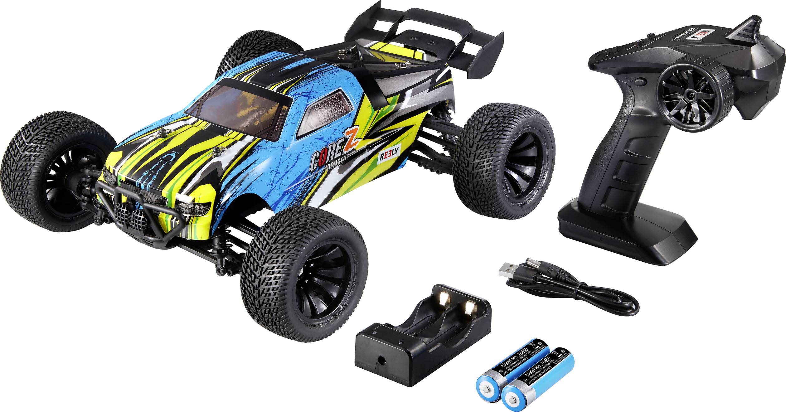 Reely CORE Z Brushed 1:10 XS RC Einsteiger Modellauto Elektro Truggy Allradantrieb (4WD) RtR 2,4GHz inkl. Akku und Ladekabel