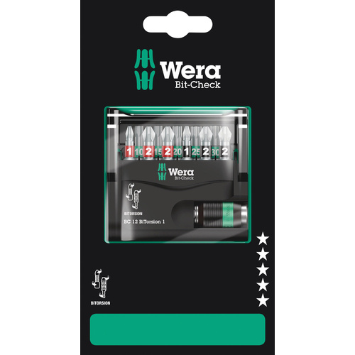 Wera Bit-Check 12 BiTorsion 1 SB 05136385001 Bit-Set 1/4" (6.3 mm) inkl. Bithalter