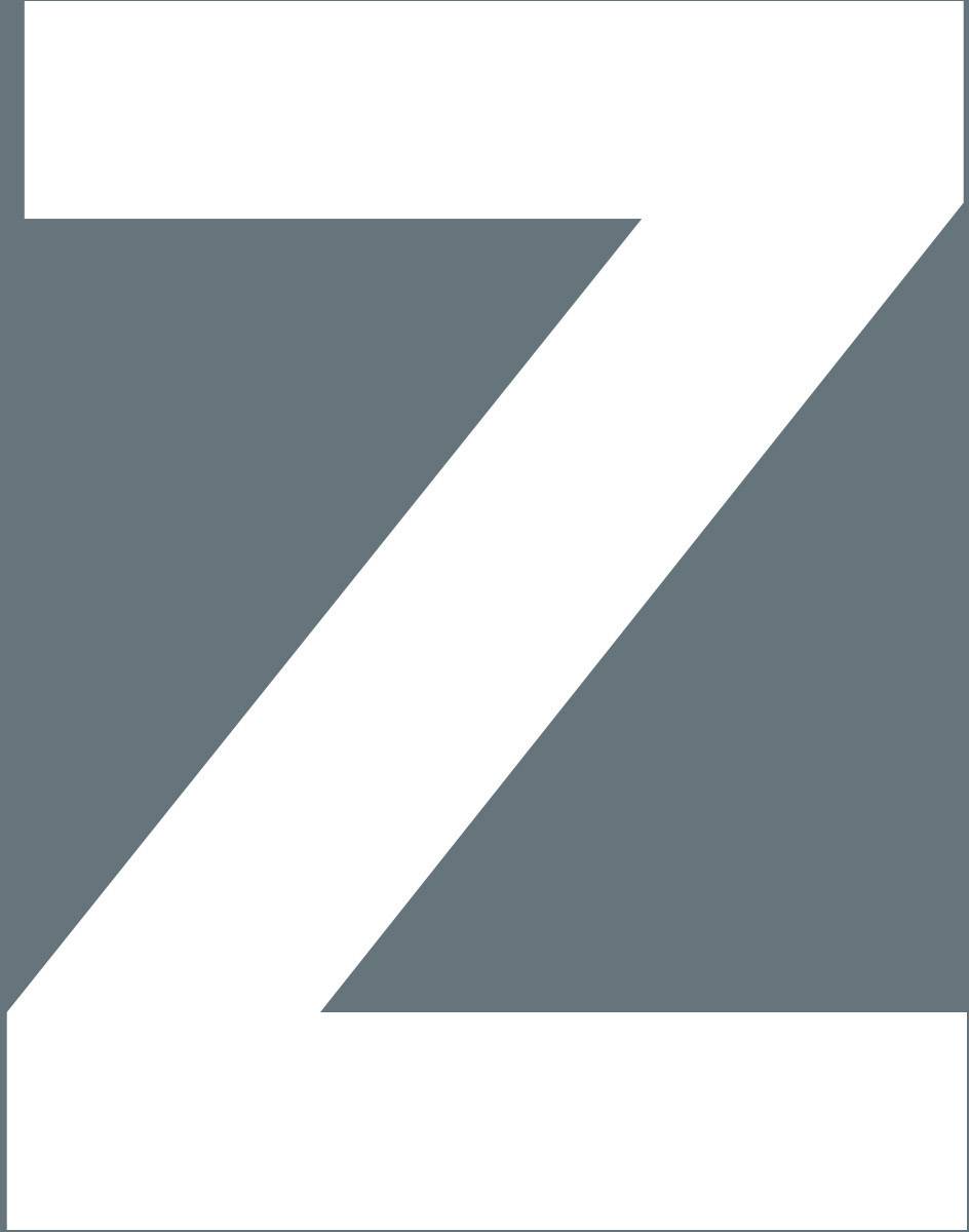 'Ein großes, weißes 'Z' ist auf einem dunkelgrauen Hintergrund abgebildet.'