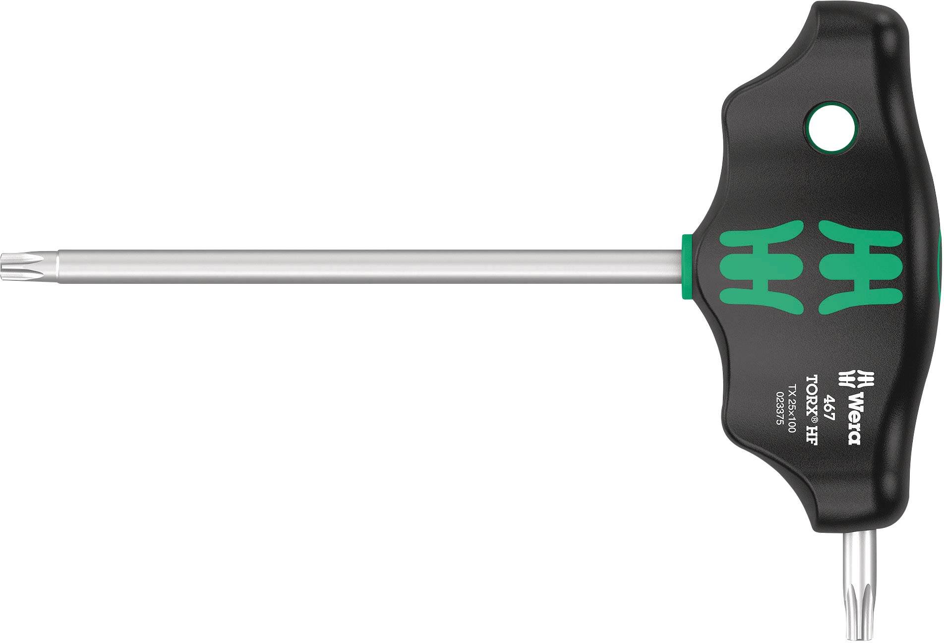 Torx-Schraubendreher mit T-Griff und grün-schwarzem Design von Wera. Eignet sich zum präzisen Lösen und Festziehen von Torx-Schrauben.