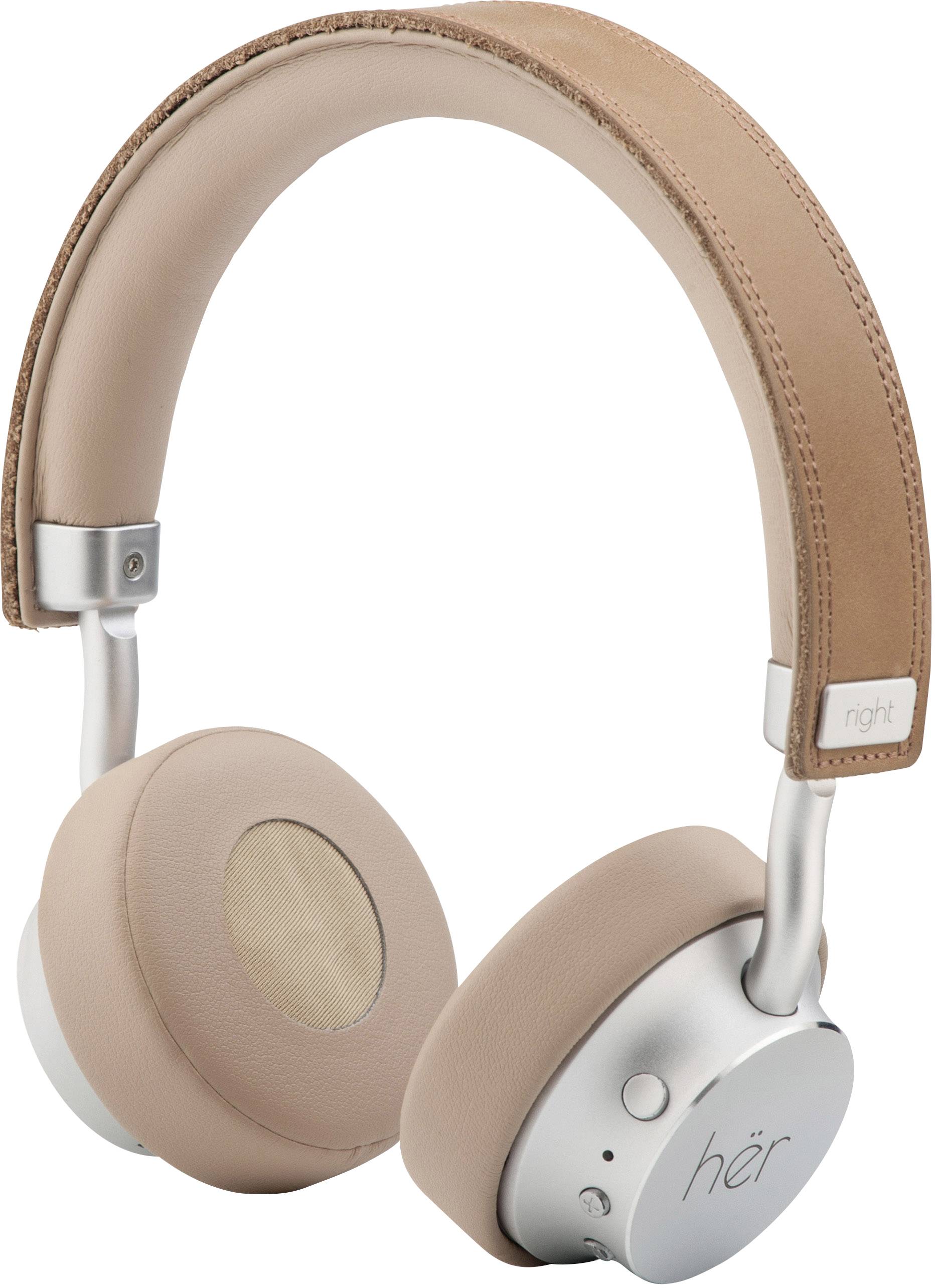 HER HF8 On Ear Headset Bluetooth®, kabelgebunden Beige, Silber Lautstärkeregelung