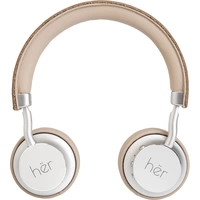 HER HF8 On Ear Headset Bluetooth®, kabelgebunden Beige, Silber Lautstärkeregelung HER HF8 On Ear Headset Bluetooth®, kabelgebunden Beige, Silber Lautstärkeregelung