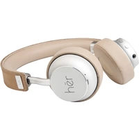 HER HF8 On Ear Headset Bluetooth®, kabelgebunden Beige, Silber Lautstärkeregelung HER HF8 On Ear Headset Bluetooth®, kabelgebunden Beige, Silber Lautstärkeregelung