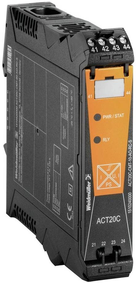 Elektronisches Gerät in schwarzem Gehäuse mit orangefarbener Front, Beschriftung 'ACT20C' und Anschlüssen oben.