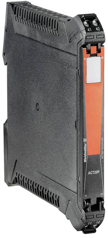 Industrieelektronik-Modul, schmal mit schwarzem Gehäuse und roter Front, Modellnummer 'ACT20P'.