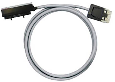 Graues Datenkabel mit zwei unterschiedlichen Steckverbindungen an den Enden, verwendet für den Anschluss von Geräten.
