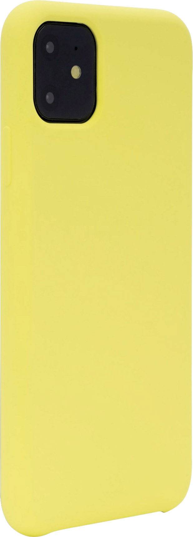 Gelbes Smartphone-Gehäuse mit Kameraaussparung oben links; minimalistisches Design.