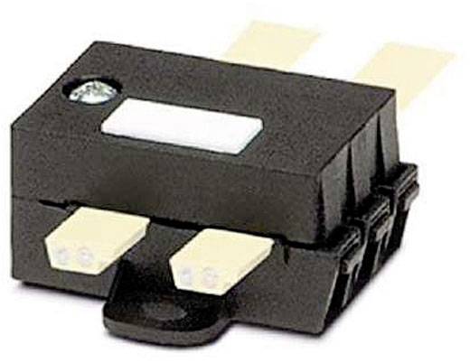Ein schwarzer elektrischer Miniatur-Schalter mit zwei hervorstehenden Metallkontakten; wird in elektronischen Geräten verwendet.
