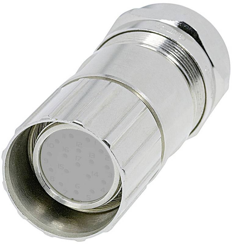 Metallischer Koaxialanschluss, zylindrische Form, Silberfarbe. Verwendet für Anschluss von Koaxialkabeln in Elektronik- und Kommunikationsgeräten.