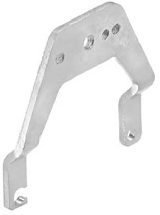 Metallhalterung mit mehreren Bohrungen und gebogener Form, geeignet zur Befestigung von Bauteilen in mechanischen Konstruktionen.