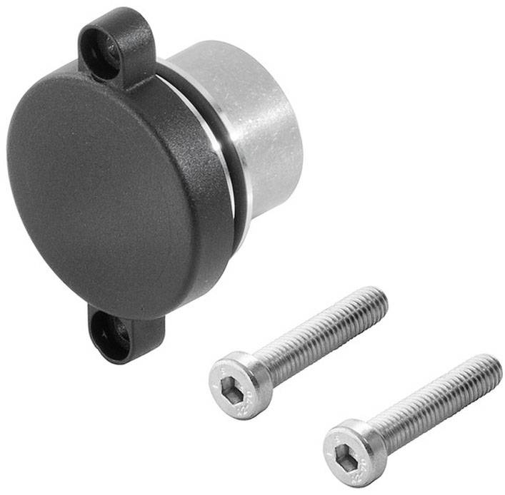 Schwarzer Magnetsensor mit zwei silbernen Schrauben, verwendet zur Erkennung positioneller Veränderungen in technischen Anwendungen.