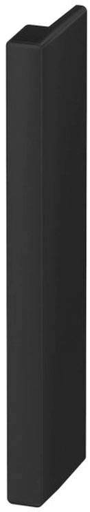 Ein schwarzes, rechteckiges Kunststoffteil, möglicherweise ein Gehäuse oder eine Abdeckung, das aufrecht steht.