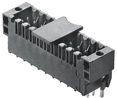 Schwarzer elektronischer Steckverbinder mit mehreren Pins, geeignet für den Einsatz in elektrischen Geräten zur Signalübertragung.