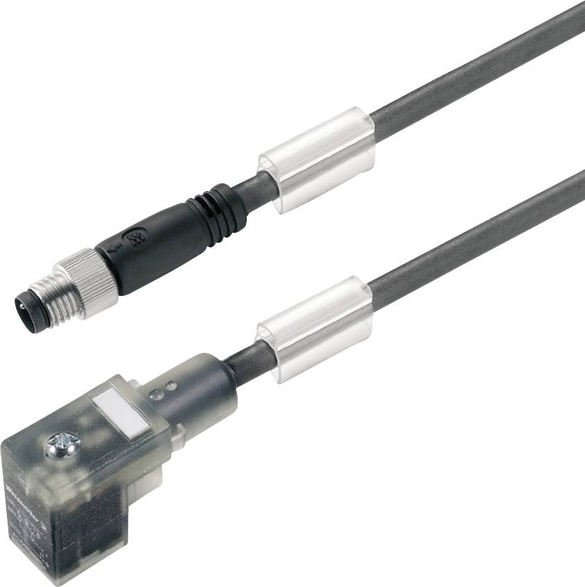 Zwei schwarze Kabel mit unterschiedlichen Steckverbindern: oben zylindrisch, unten rechteckig. Beide mit silbernen Ummantelungen.