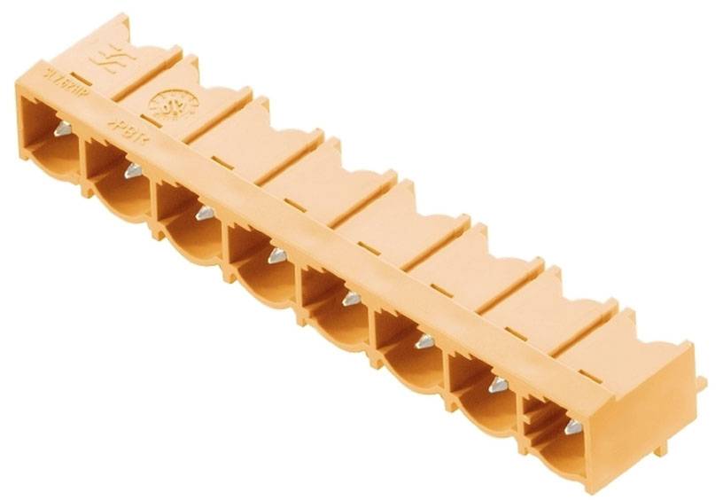 Oranger Steckverbinder mit acht Steckplätzen, geeignet für elektronische Verbindungen.