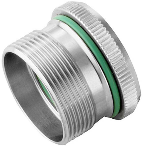 Metalladapter mit grünem O-Ring, Außengewinde auf einer Seite, Innenschraubgewinde auf der anderen. Geeignet für Rohrverbindungen.