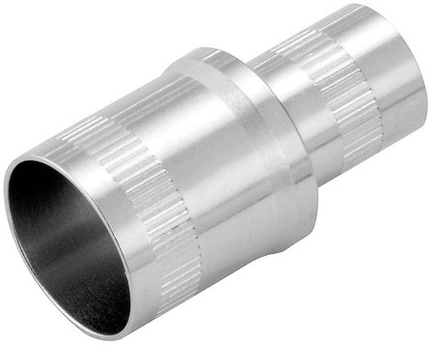 Metalladapter mit gerilltem Griff, zylindrisch, dient zur Verbindung von Rohren unterschiedlicher Durchmesser.