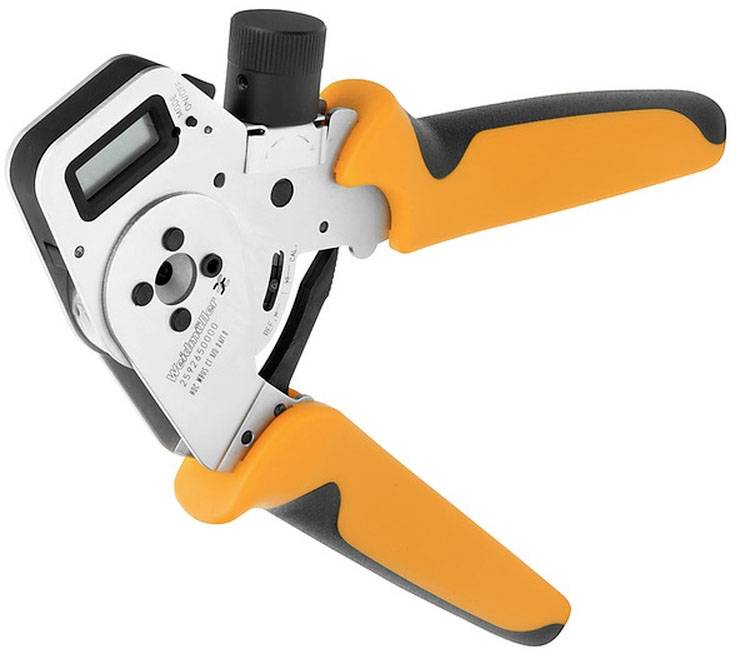 Ein Etikettiergerät mit orangefarbenen Griffen, geeignet zum Anbringen von Etiketten auf verschiedenen Oberflächen.