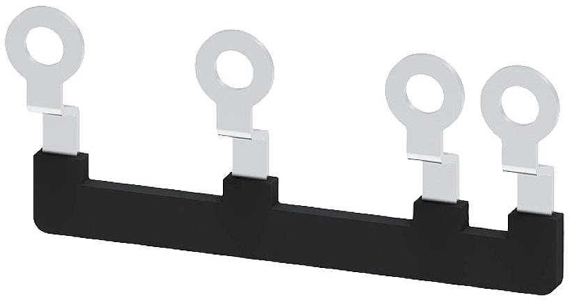 Schwarzer Halter mit vier silbernen, kreisförmigen Anschlüssen, die vertikal ausgerichtet sind.